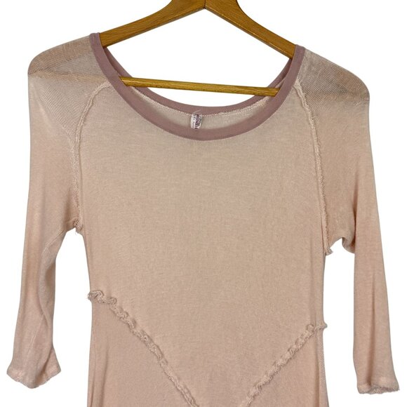 Free People Intimately Raw Hem Tunic Sz Medium Semi Sheer Soft Layering Pink - Picture 2 of 10